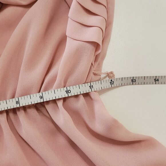 ZiZi Petites by Barbara Chodos Vintage 70s Chiffon Midi Dress Sheer Pink Size 6 - Picture 11 of 14